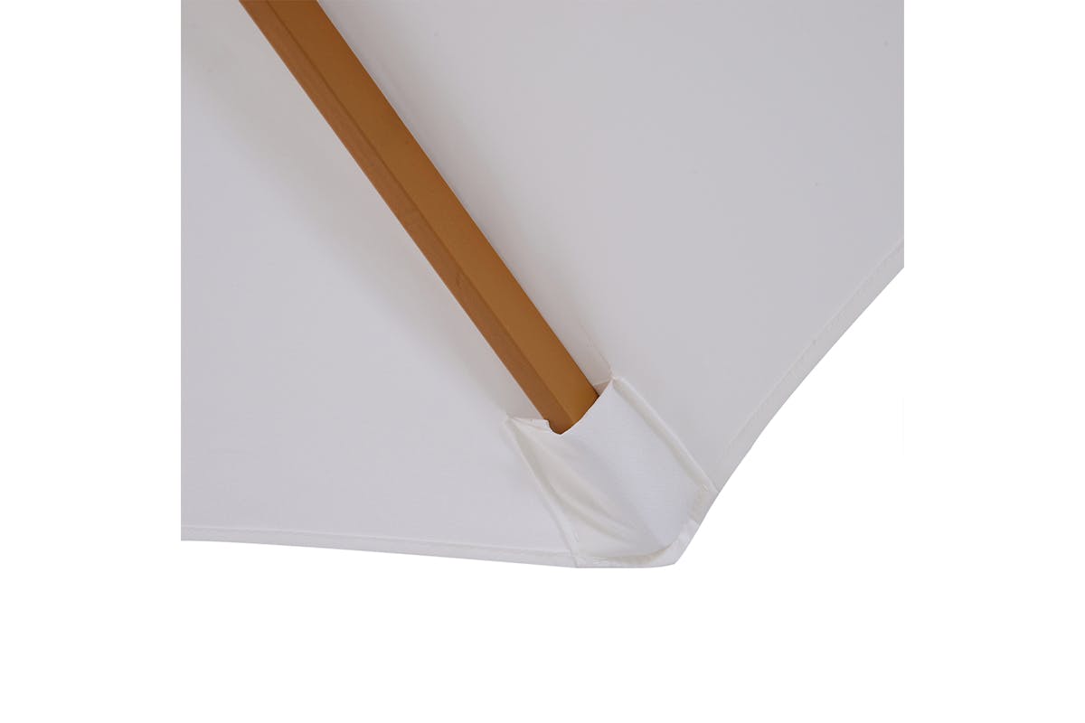 Outsunny Round Wooden Sun Parasol Umbrella | Cream White-8
