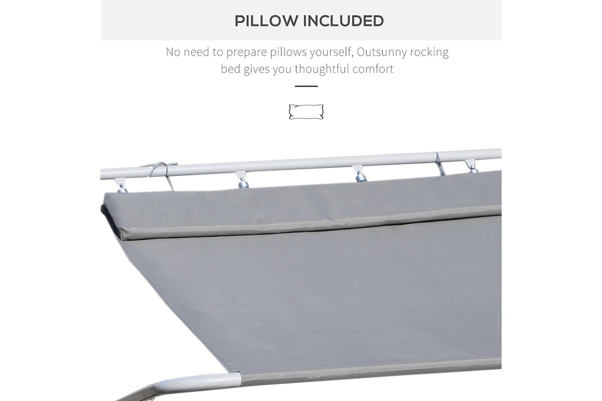 Outsunny Outdoor Double Rocking Bed Hammock | Grey-3