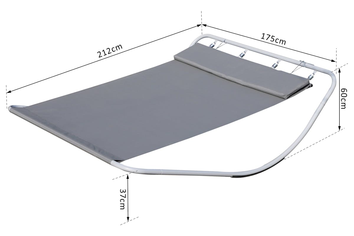 Outsunny Outdoor Double Rocking Bed Hammock | Grey-8
