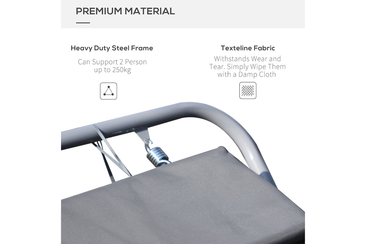 Outsunny Outdoor Double Rocking Bed Hammock | Grey-5