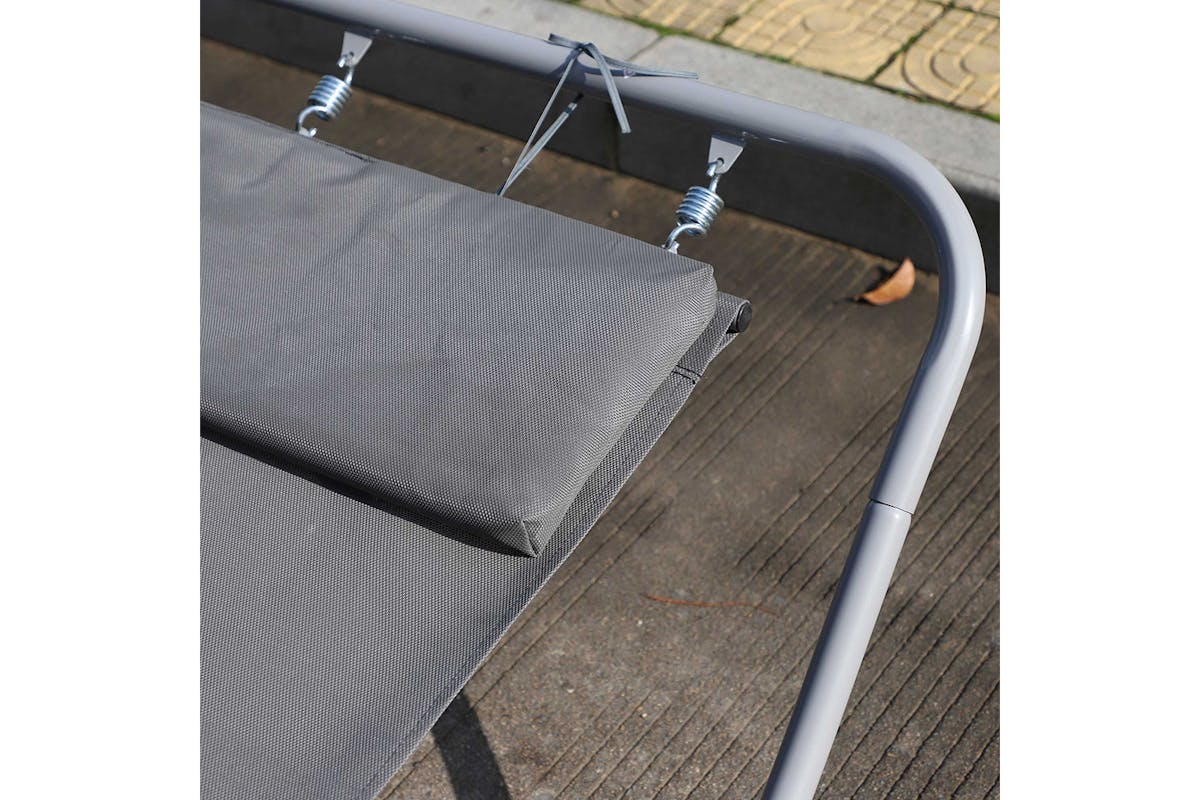 Outsunny Outdoor Double Rocking Bed Hammock | Grey-6