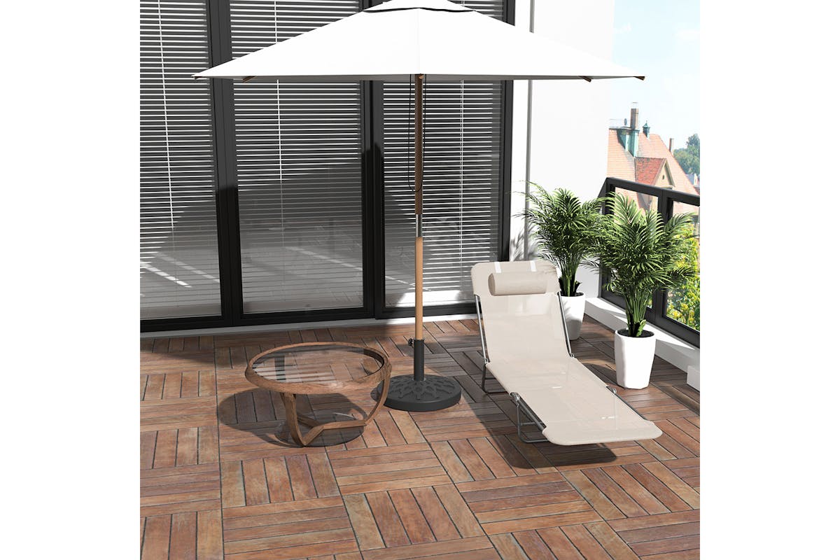 Outsunny Adjustable Sun Lounger | Beige-2