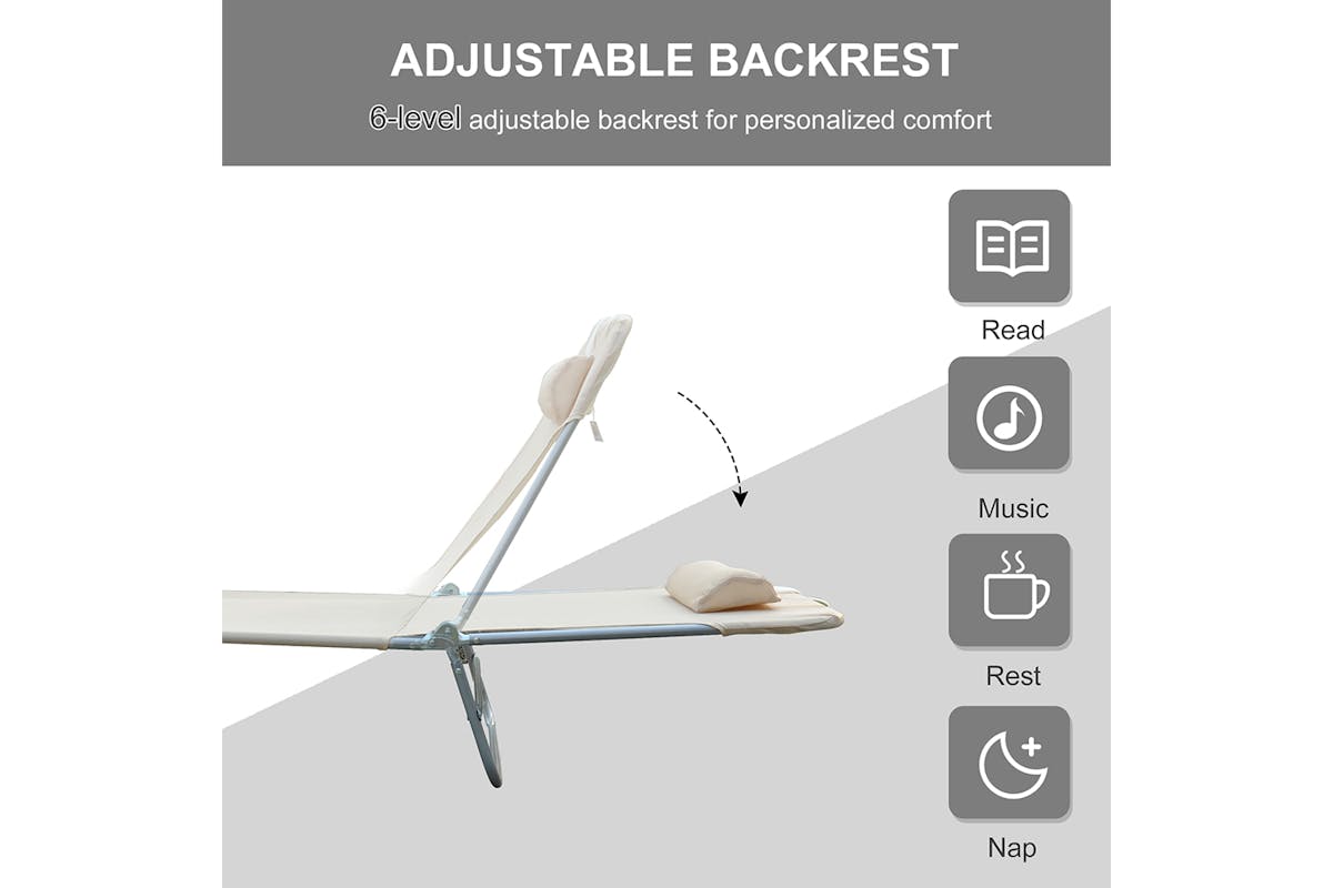 Outsunny Adjustable Sun Lounger | Beige-3