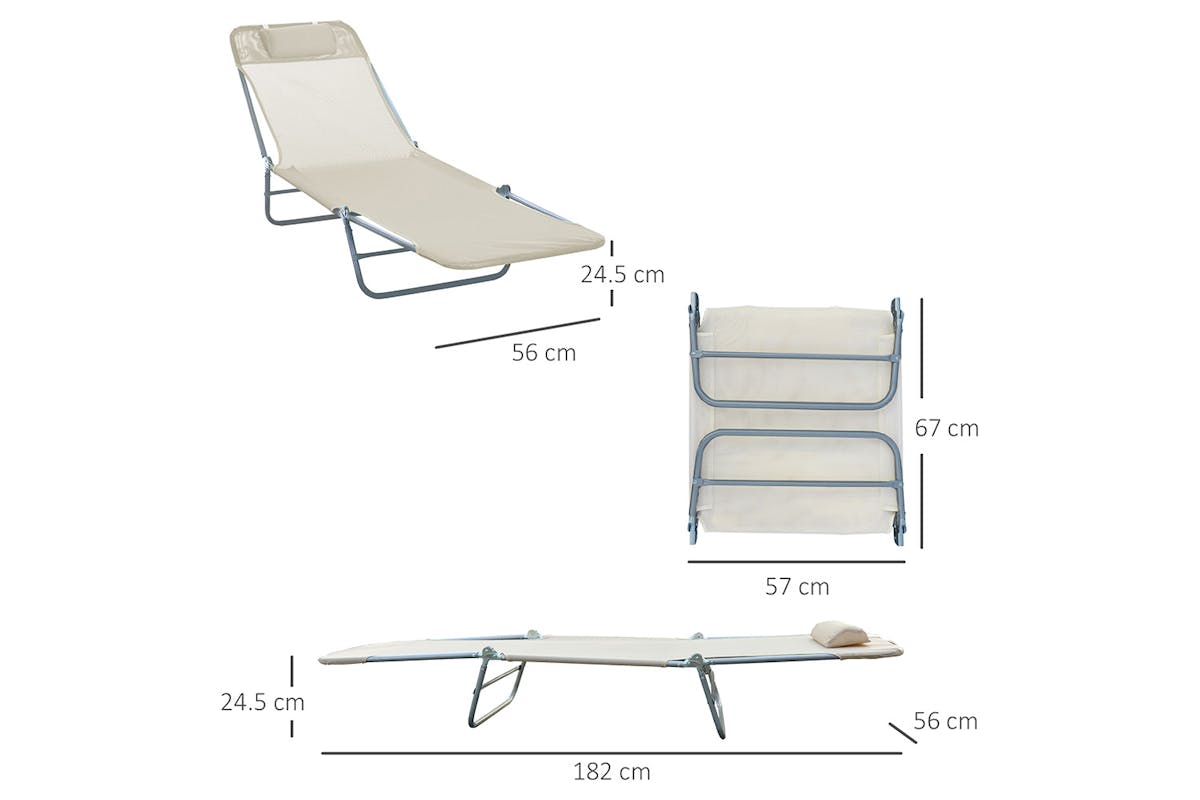 Outsunny Adjustable Sun Lounger | Beige-5