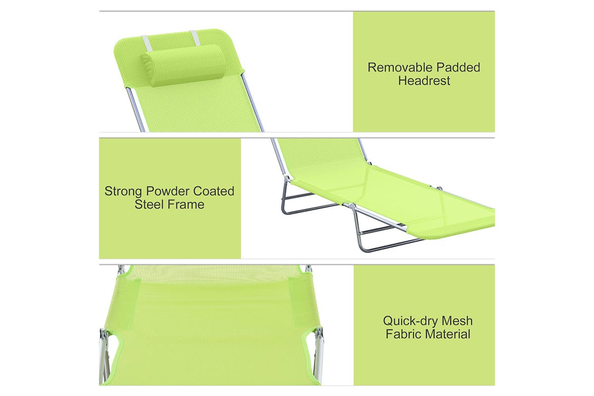 Outsunny Garden Lounger | Light Green-4