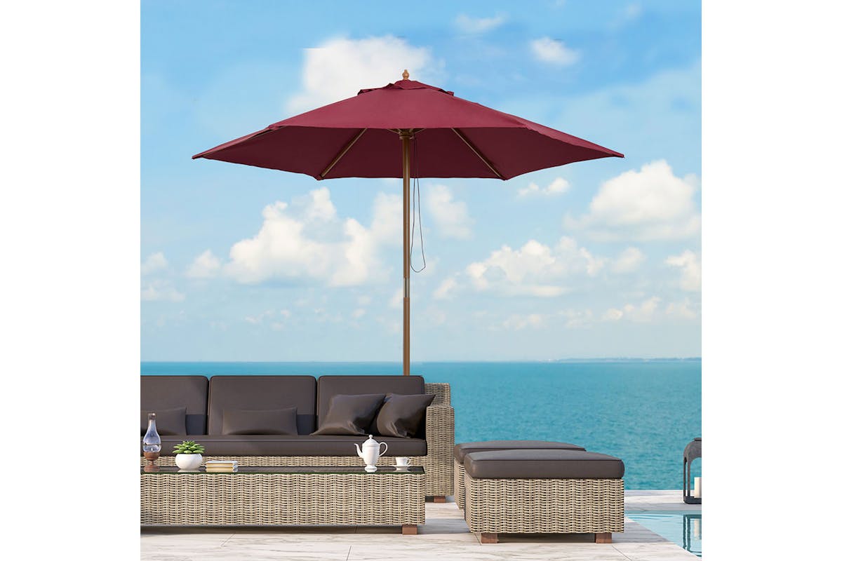 Outsunny 2.5m Parasol Umbrella | Wine Red-2