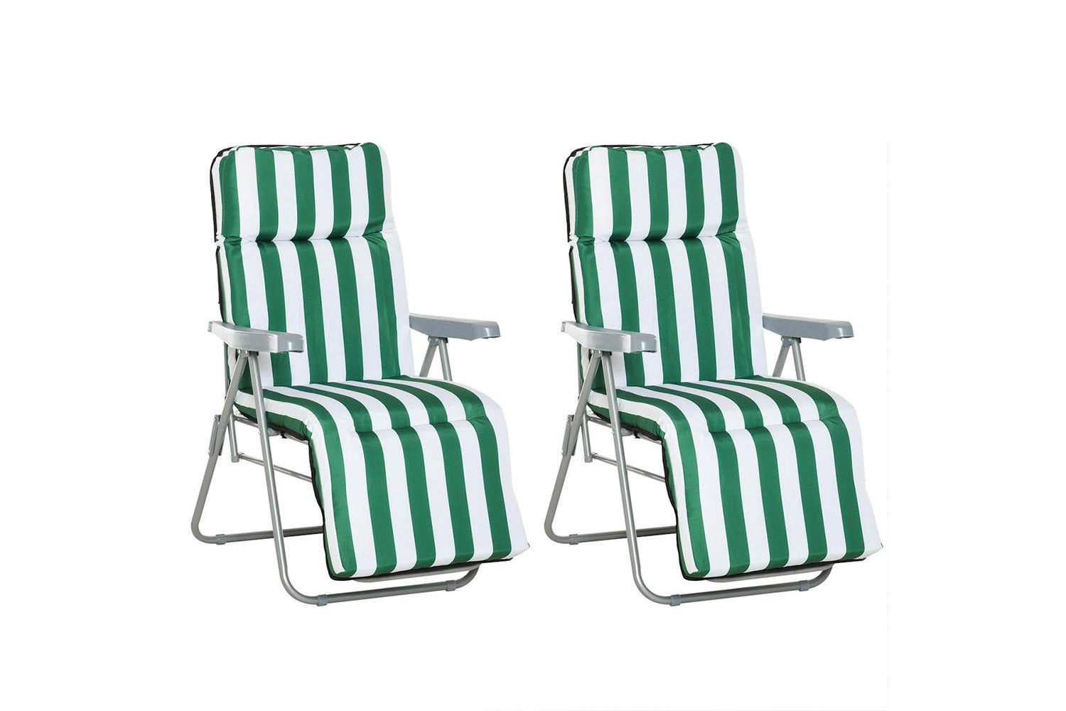 Outsunny Sun Lounge Chair | Green/White | Set of 2