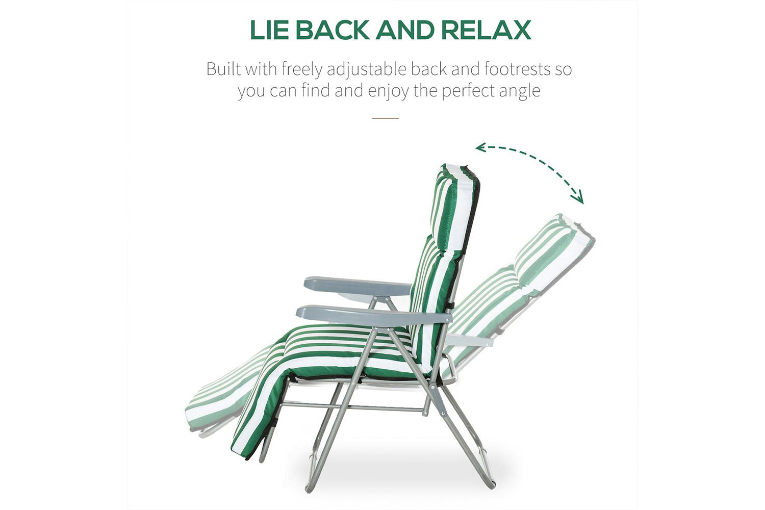 Outsunny Sun Lounge Chair | Green/White | Set of 2-3