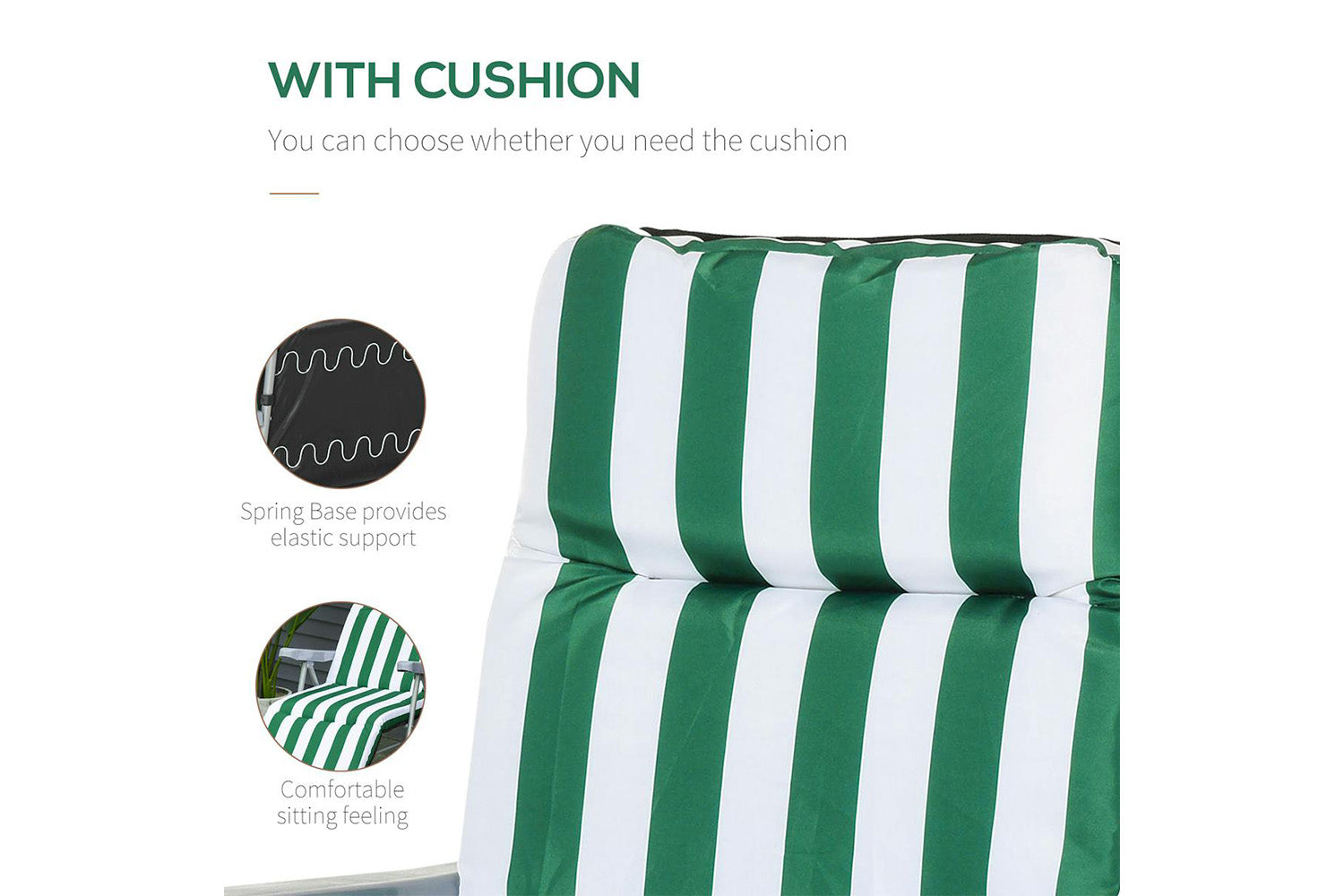 Outsunny Sun Lounge Chair | Green/White | Set of 2-4