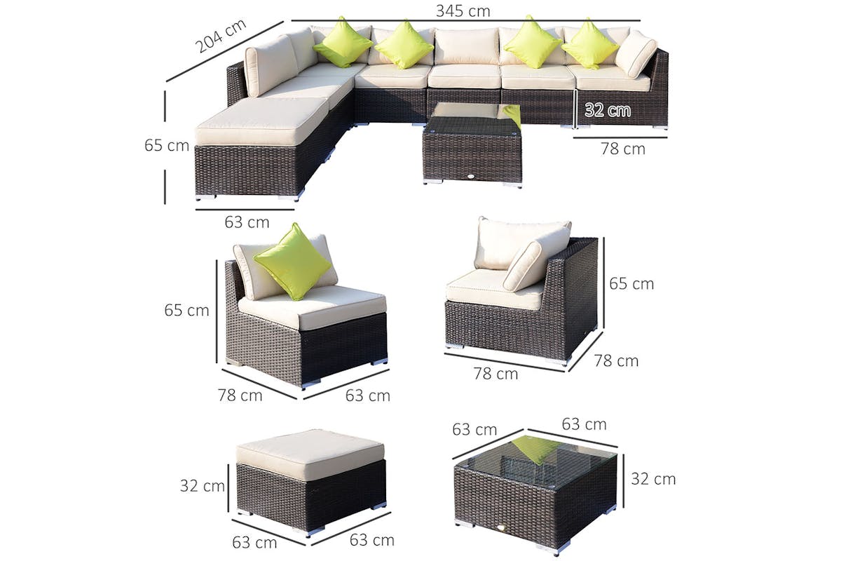 Outsunny Rattan Sofa Set | Brown | Set of 8-5