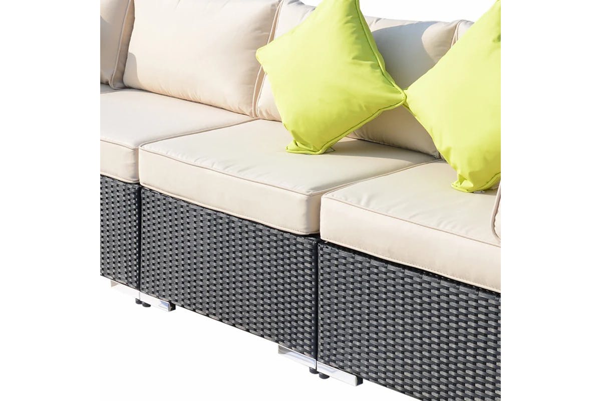 Outsunny Rattan Sofa Set | Beige/Black  | Set of 8-7