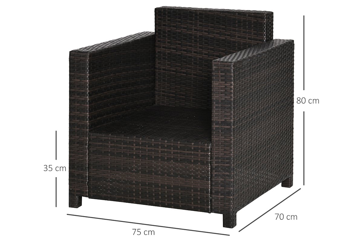 Outsunny Rattan Single Sofa Chair | Mixed Brown-8