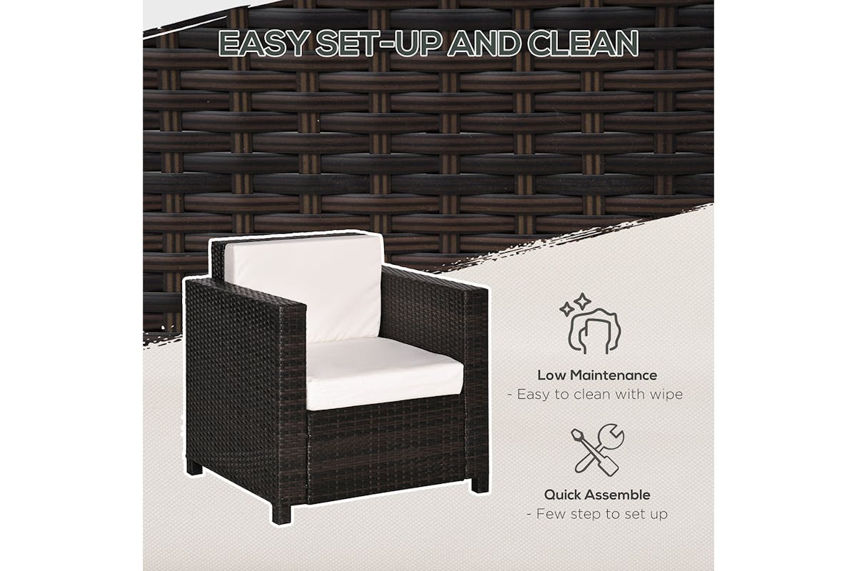 Outsunny Rattan Single Sofa Chair | Mixed Brown-5