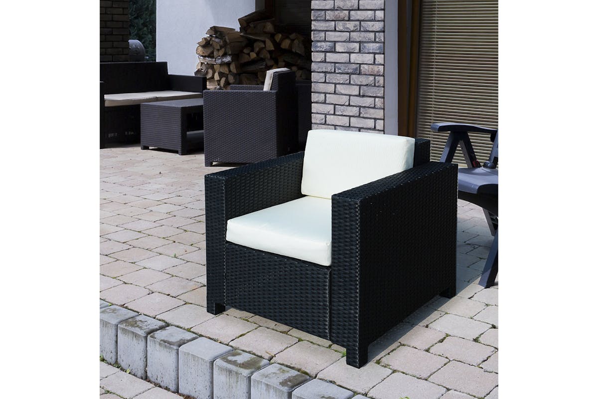 Outsunny Rattan Single Sofa Chair | Mixed Black-2