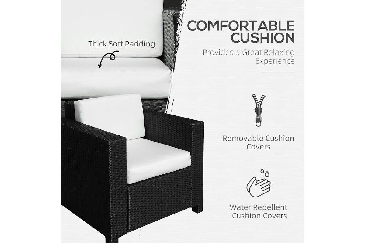 Outsunny Rattan Single Sofa Chair | Mixed Black-4