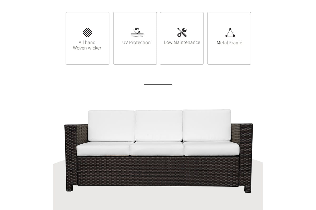 Outsunny 3 Seater Sofa | Rattan | Brown-3