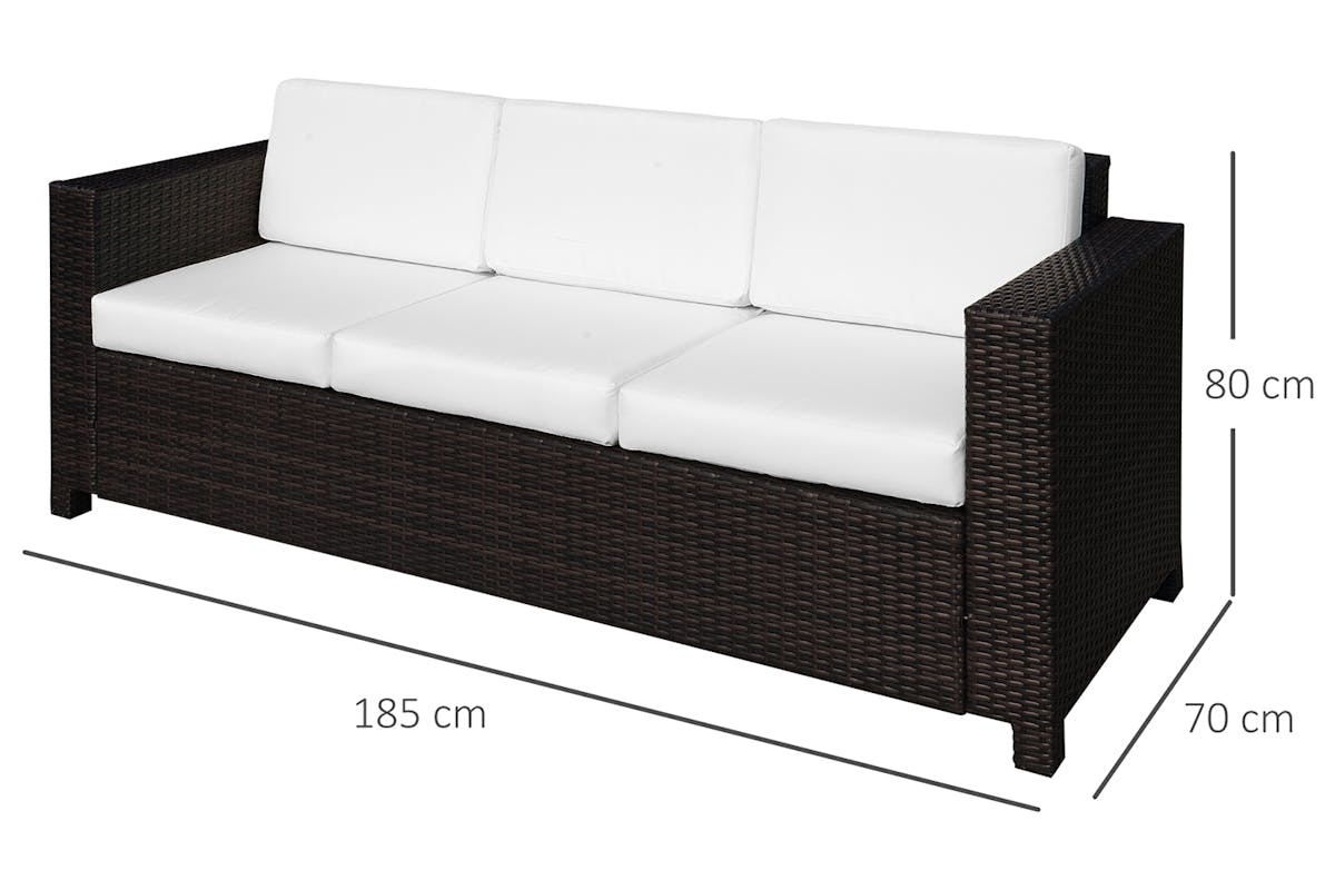 Outsunny 3 Seater Sofa | Rattan | Brown-8