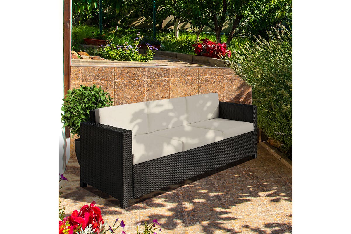 Outsunny Rattan 3 Seater Sofa | Mixed Black-2