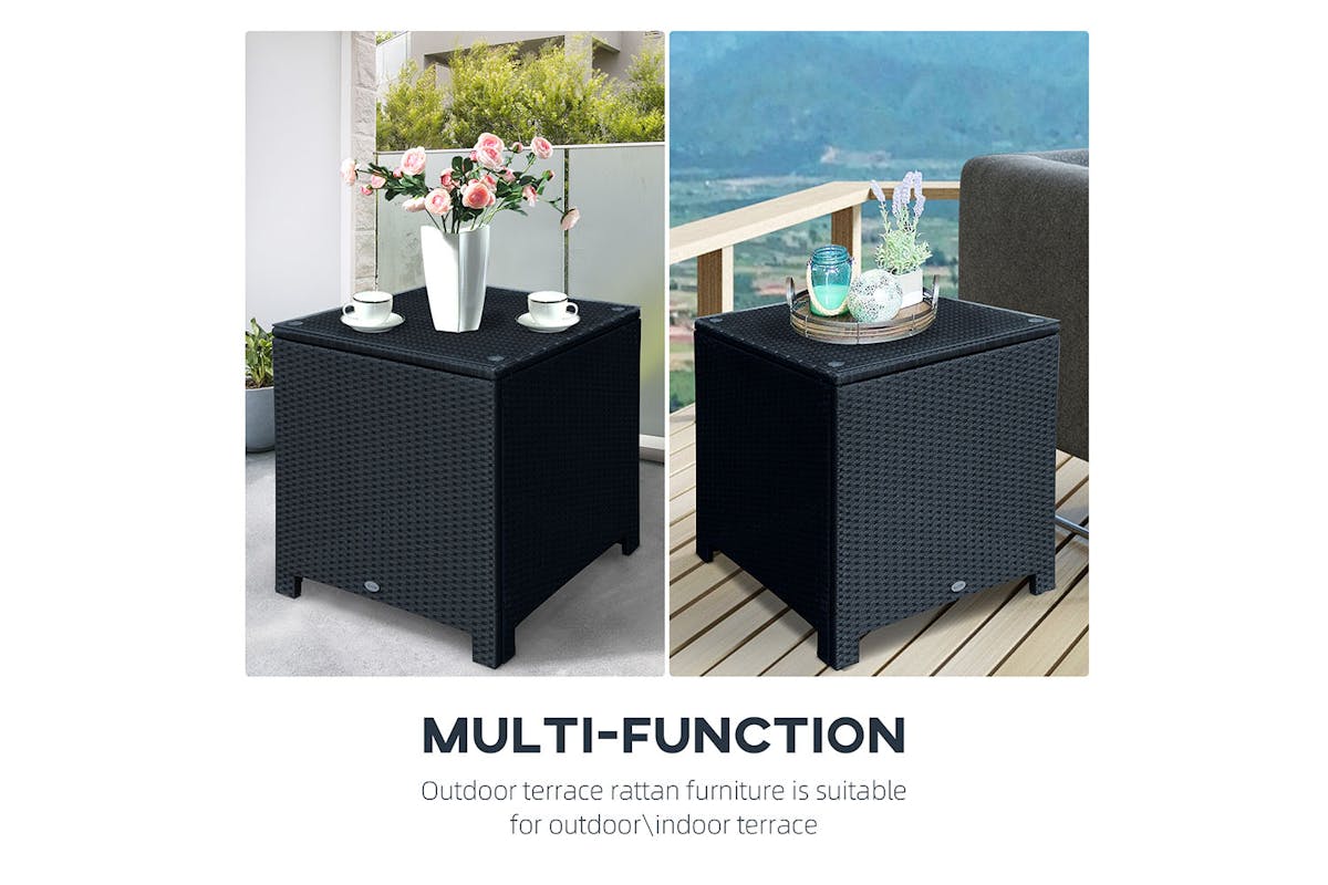 Outsunny Rattan Side Table | Black-4