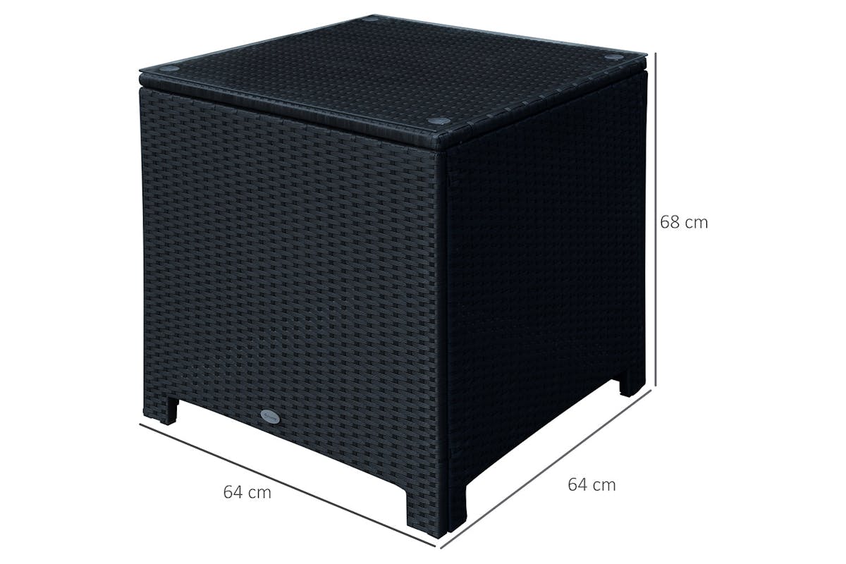 Outsunny Rattan Side Table | Black-5