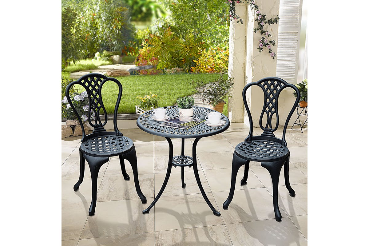 Outsunny Bistro Set | Black | 3 Pieces-2