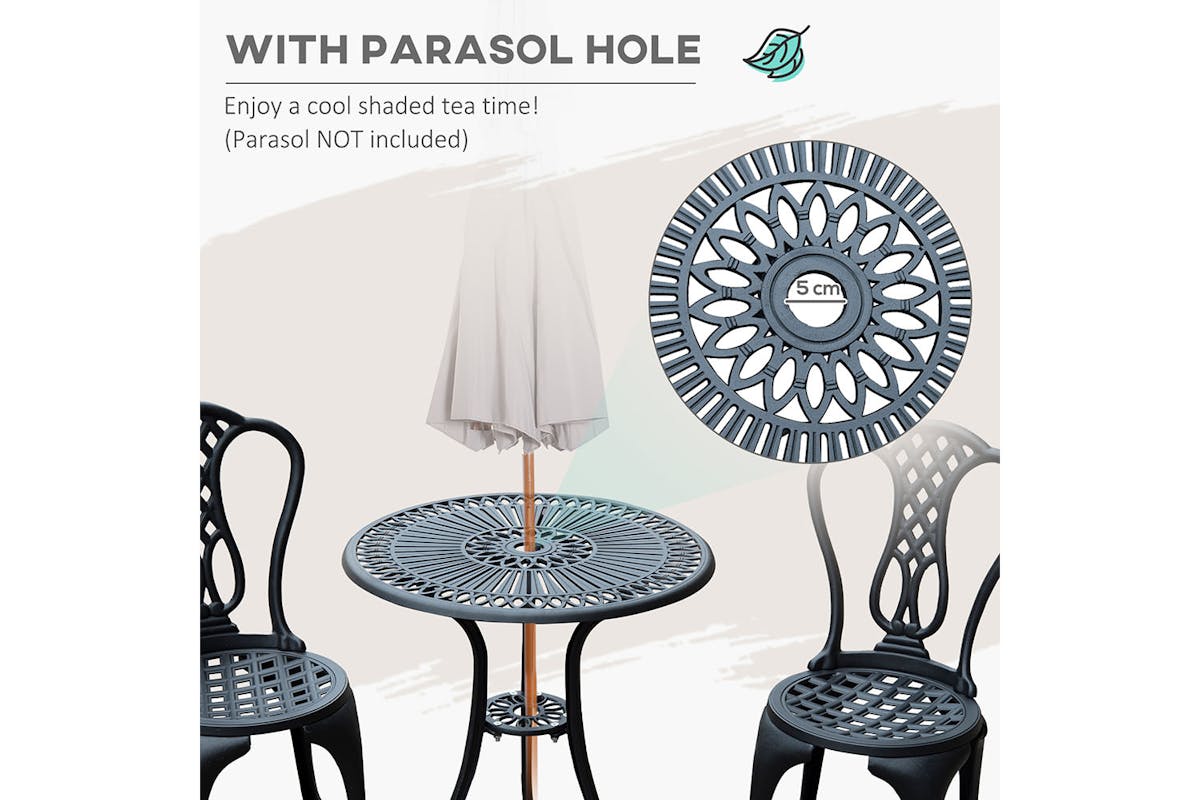 Outsunny Bistro Set | Black | 3 Pieces-3
