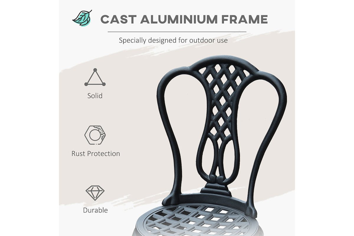 Outsunny Bistro Set | Black | 3 Pieces-4