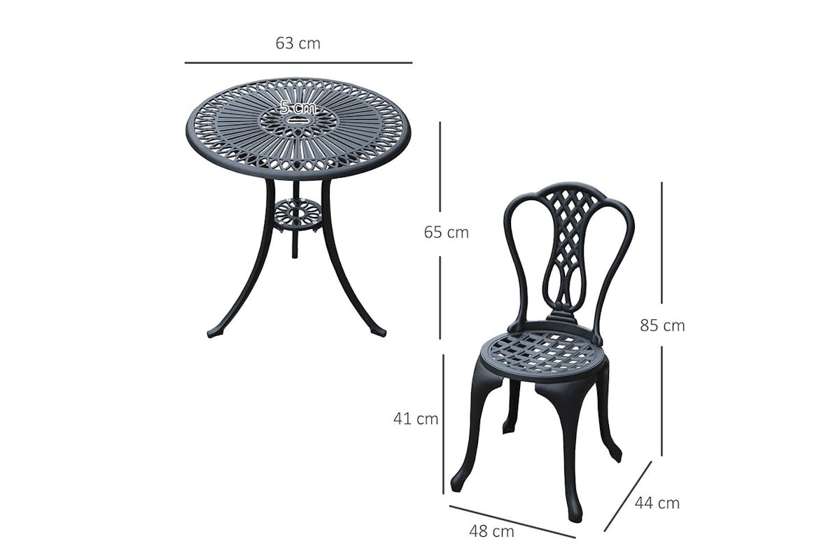Outsunny Bistro Set | Black | 3 Pieces-5