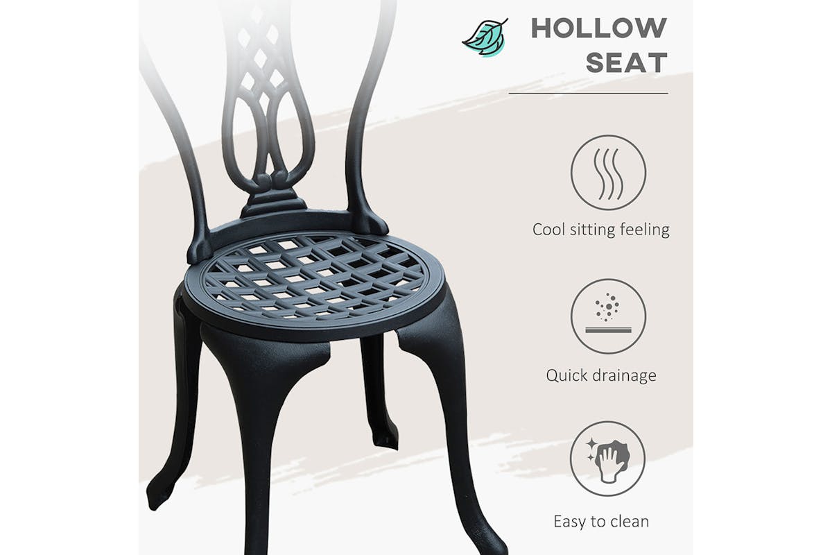Outsunny Bistro Set | Black | 3 Pieces-6