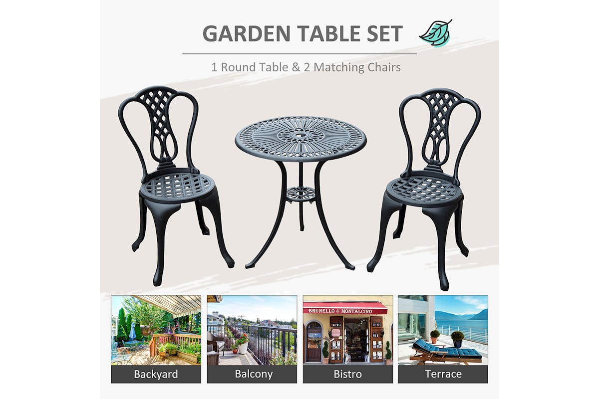 Outsunny Bistro Set | Black | 3 Pieces-7