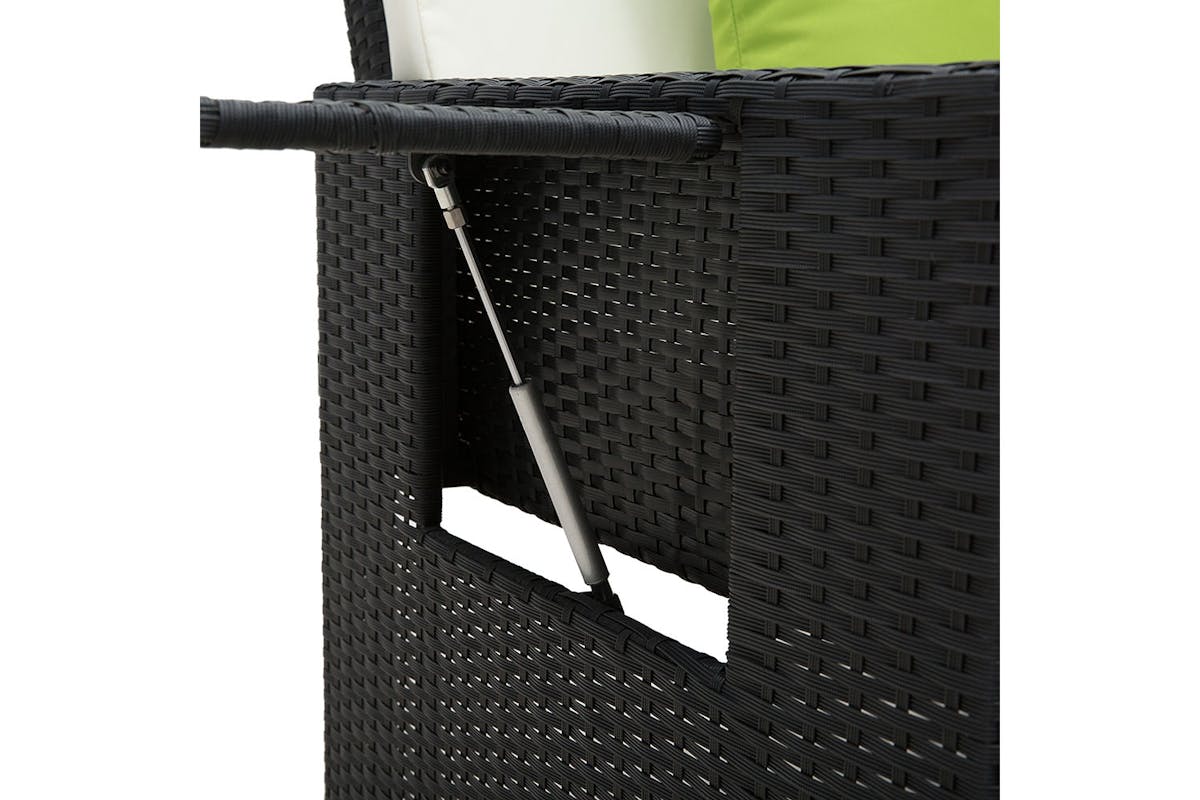Outsunny 2 Seater Rattan Day Bed with 2 Hinged Side Table | Black-8