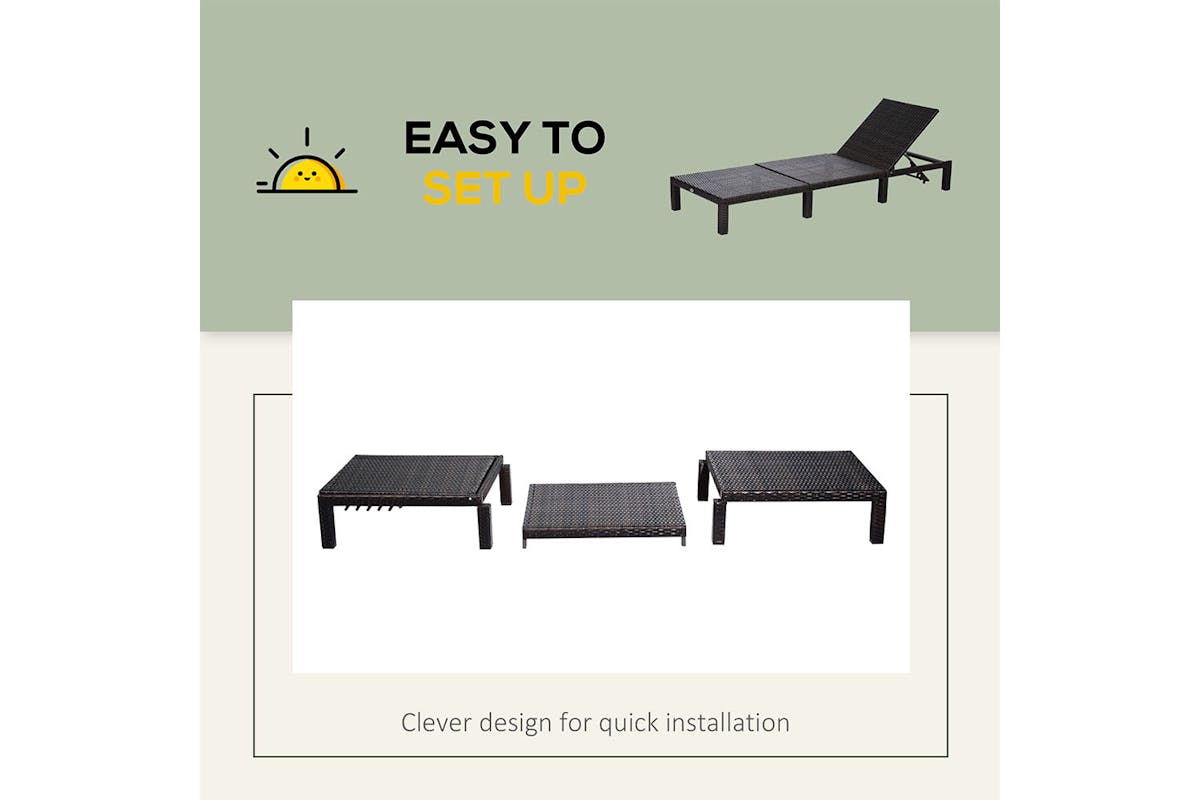 Outsunny Outdoor Sun Lounger | Off-White/Brown-7
