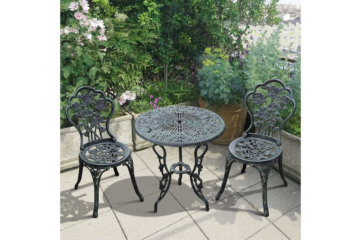 Outsunny Bistro Set | Antique Green| 3 Pieces-2