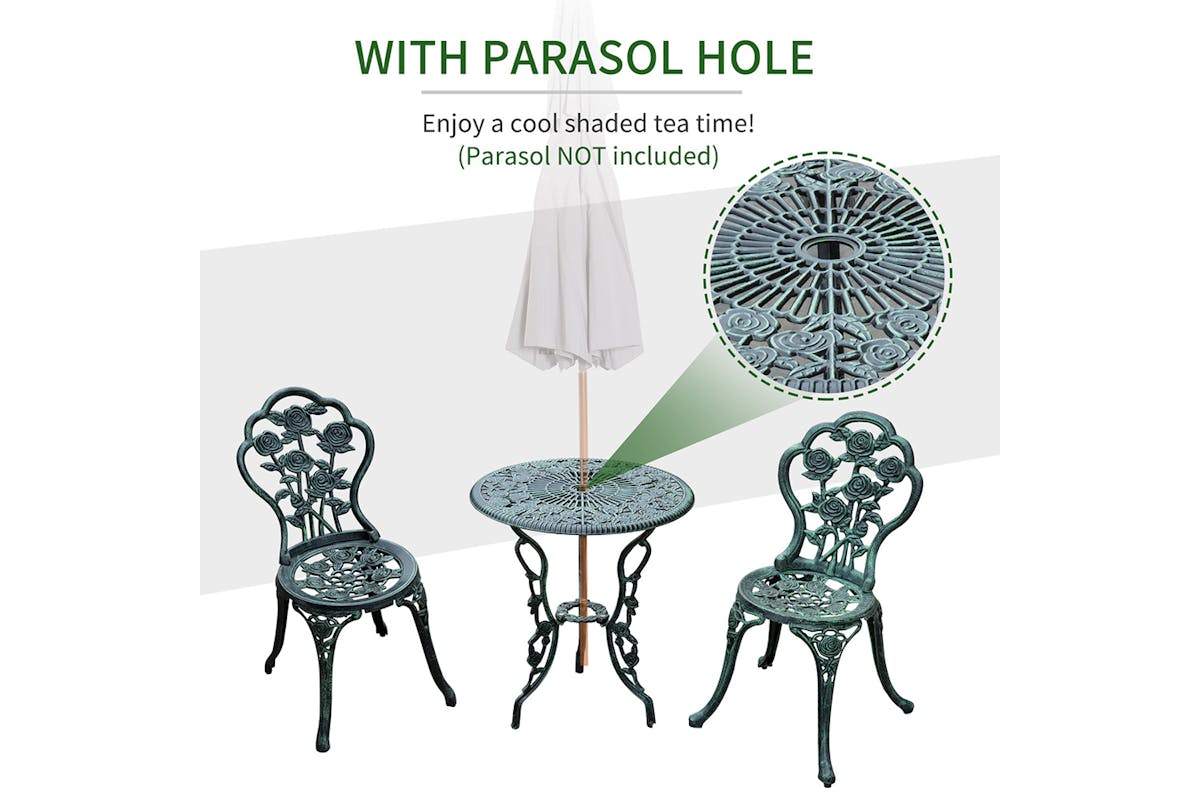 Outsunny Bistro Set | Antique Green| 3 Pieces-3