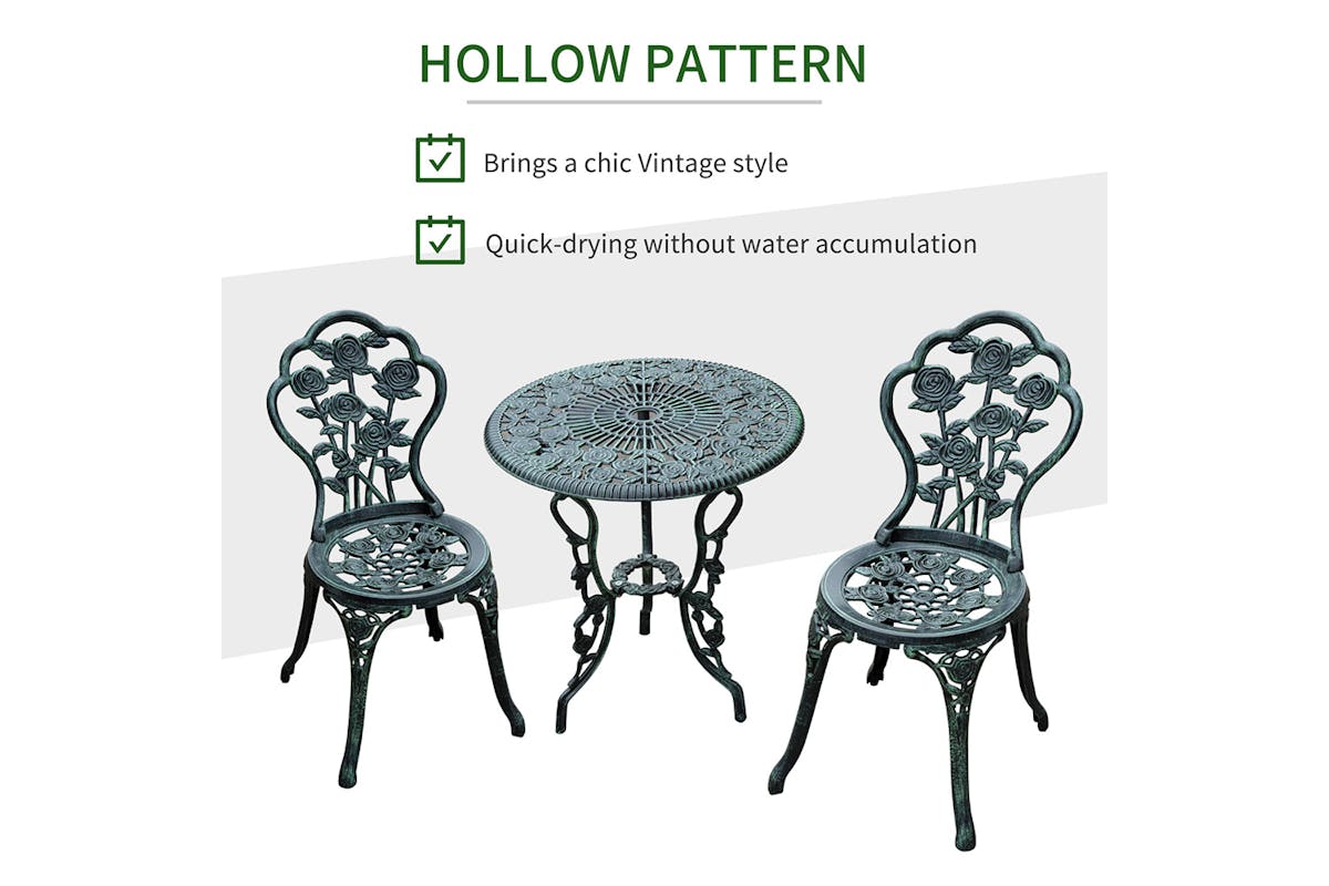 Outsunny Bistro Set | Antique Green| 3 Pieces-4