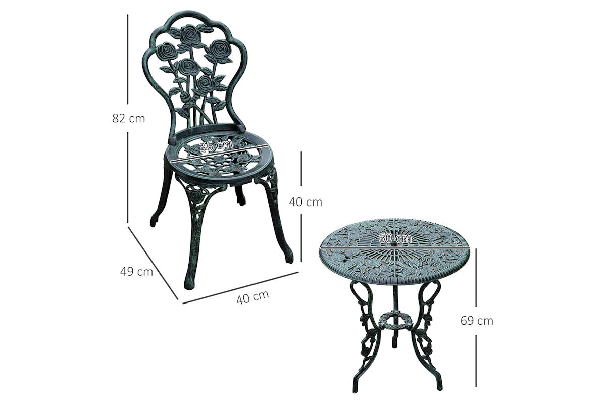 Outsunny Bistro Set | Antique Green| 3 Pieces-5