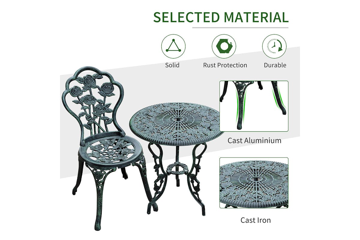 Outsunny Bistro Set | Antique Green| 3 Pieces-6