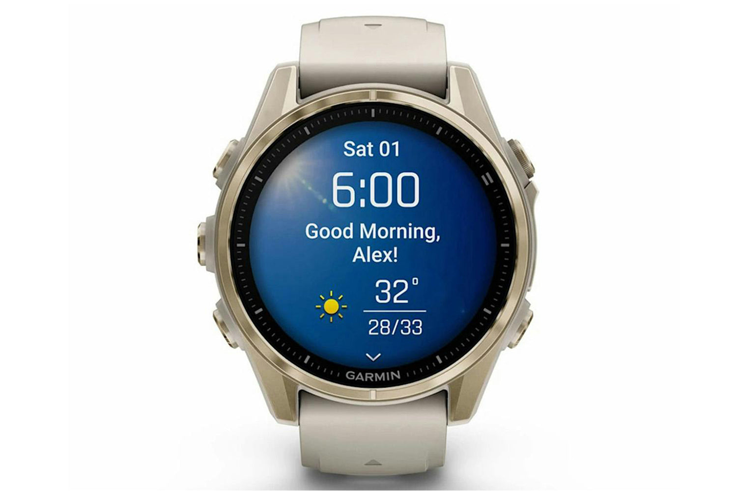 Garmin Fenix 8 Smart Watch | 43mm | Soft Gold with Fog Grey/Dark Sandstone-6