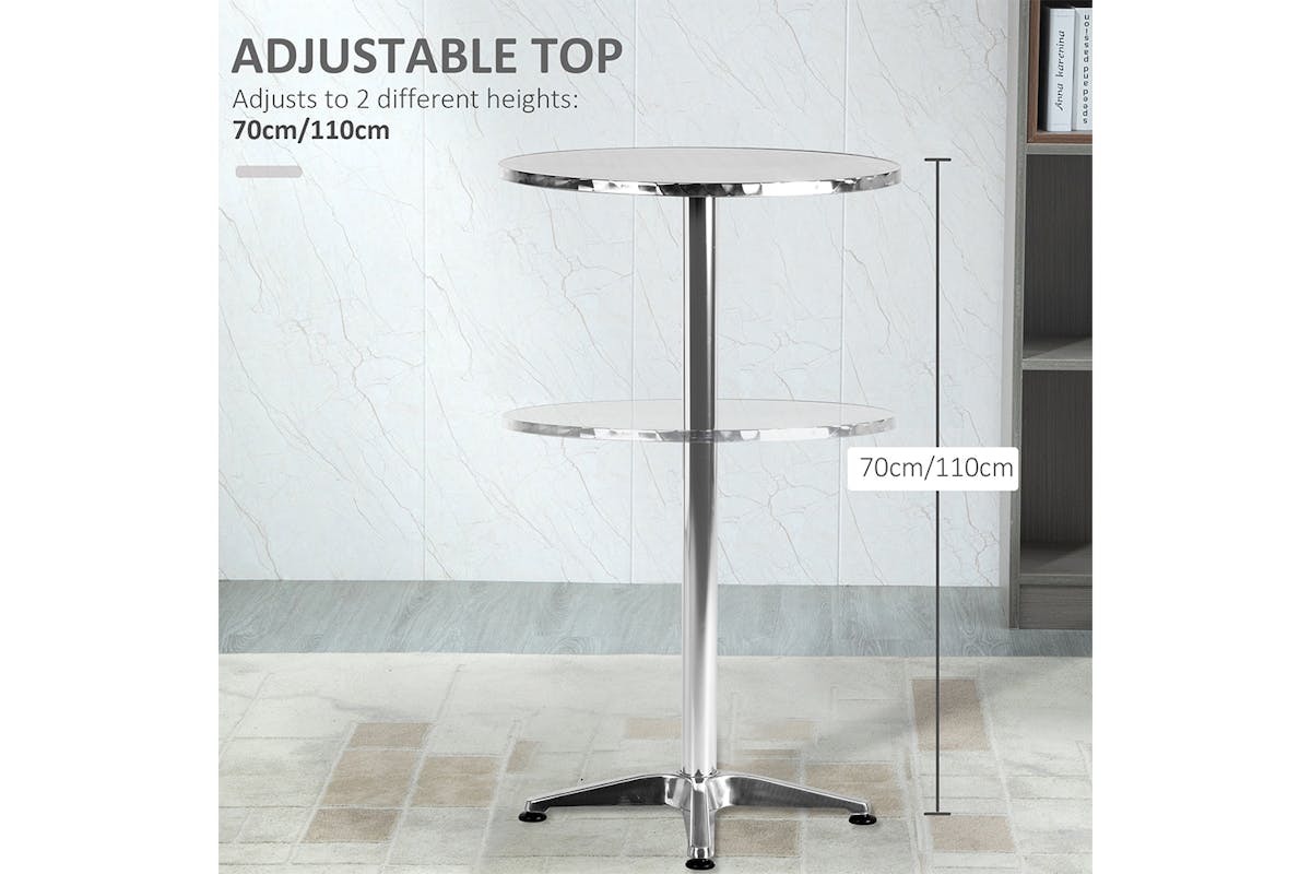 Homcom Adjustable Bar Table | Silver-5