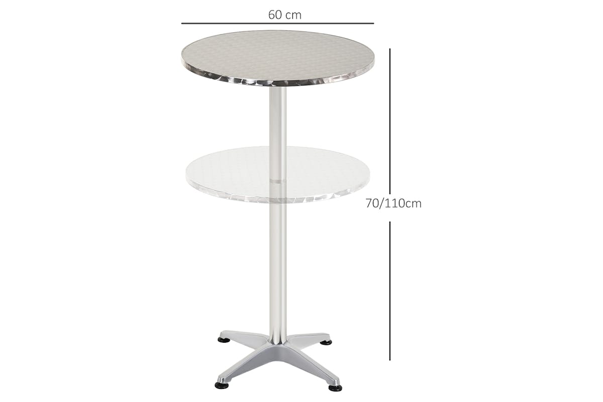 Homcom Adjustable Bar Table | Silver-4