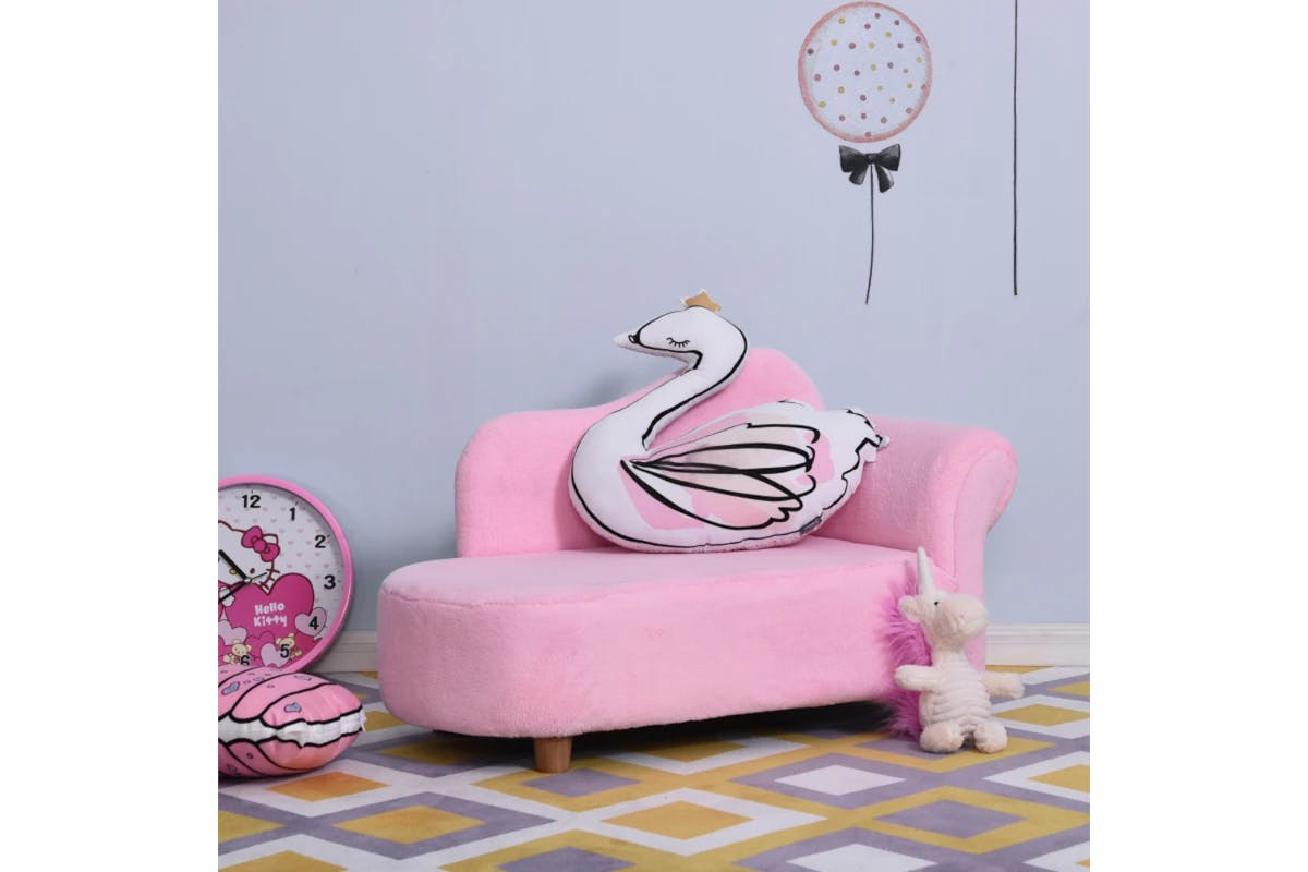 Homcom Toddlercouch Wooden Frame Kids Sofa | Pink-11