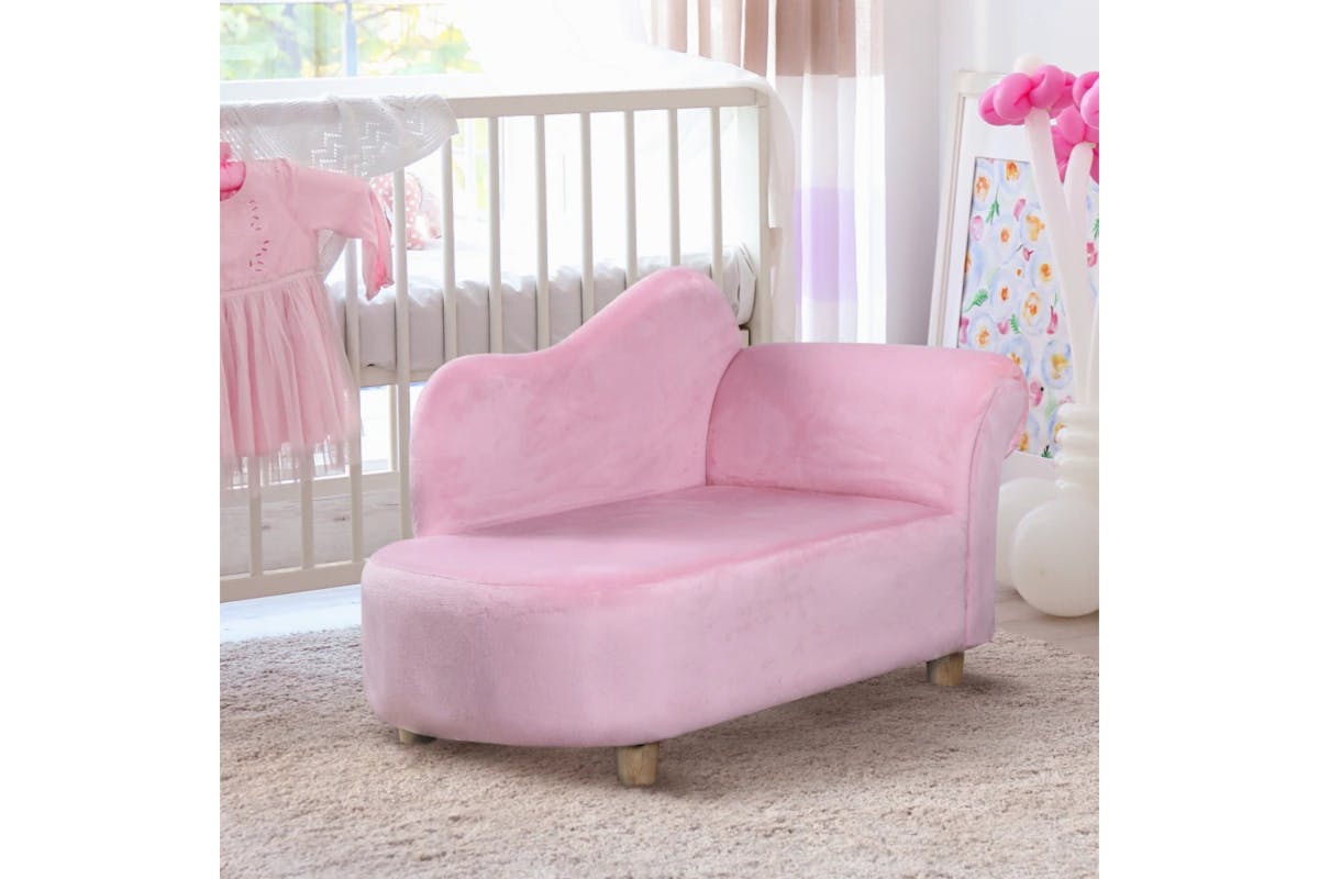 Homcom Toddlercouch Wooden Frame Kids Sofa | Pink-12