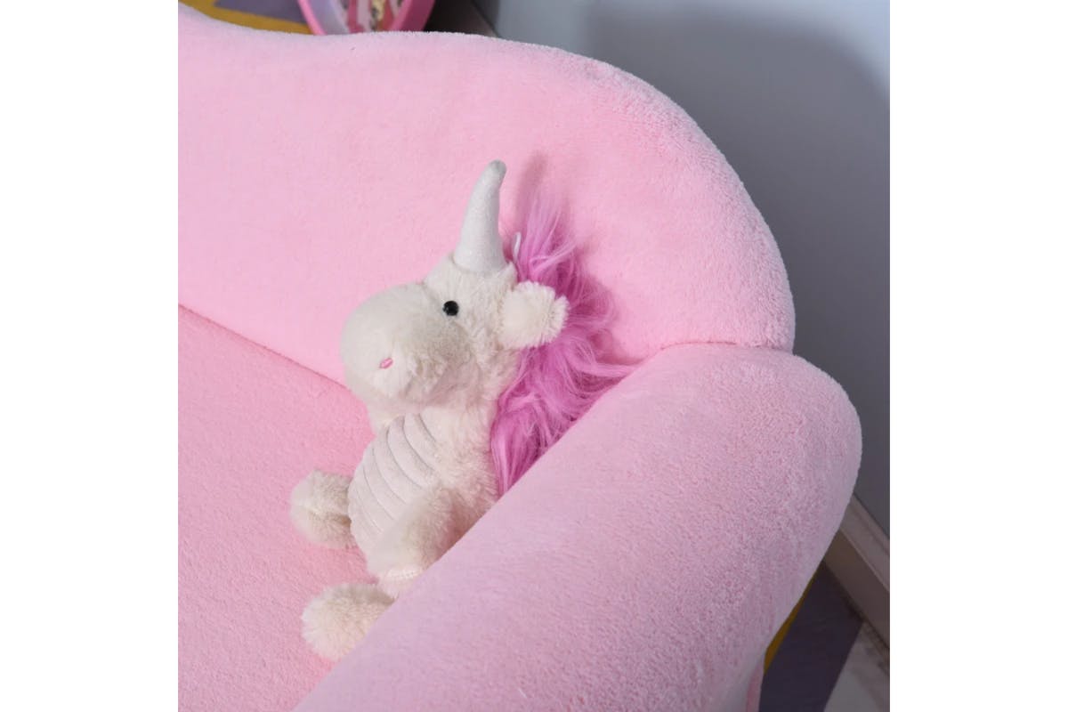 Homcom Toddlercouch Wooden Frame Kids Sofa | Pink-8