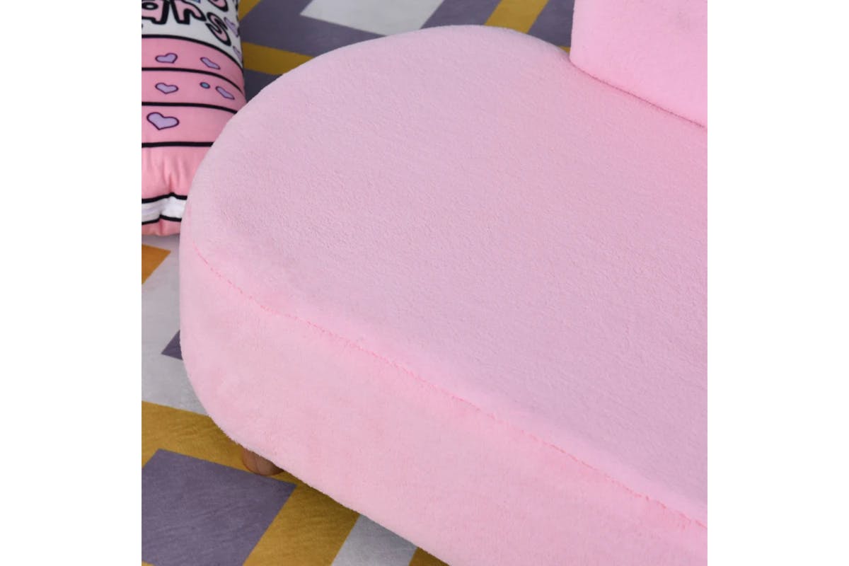 Homcom Toddlercouch Wooden Frame Kids Sofa | Pink-9