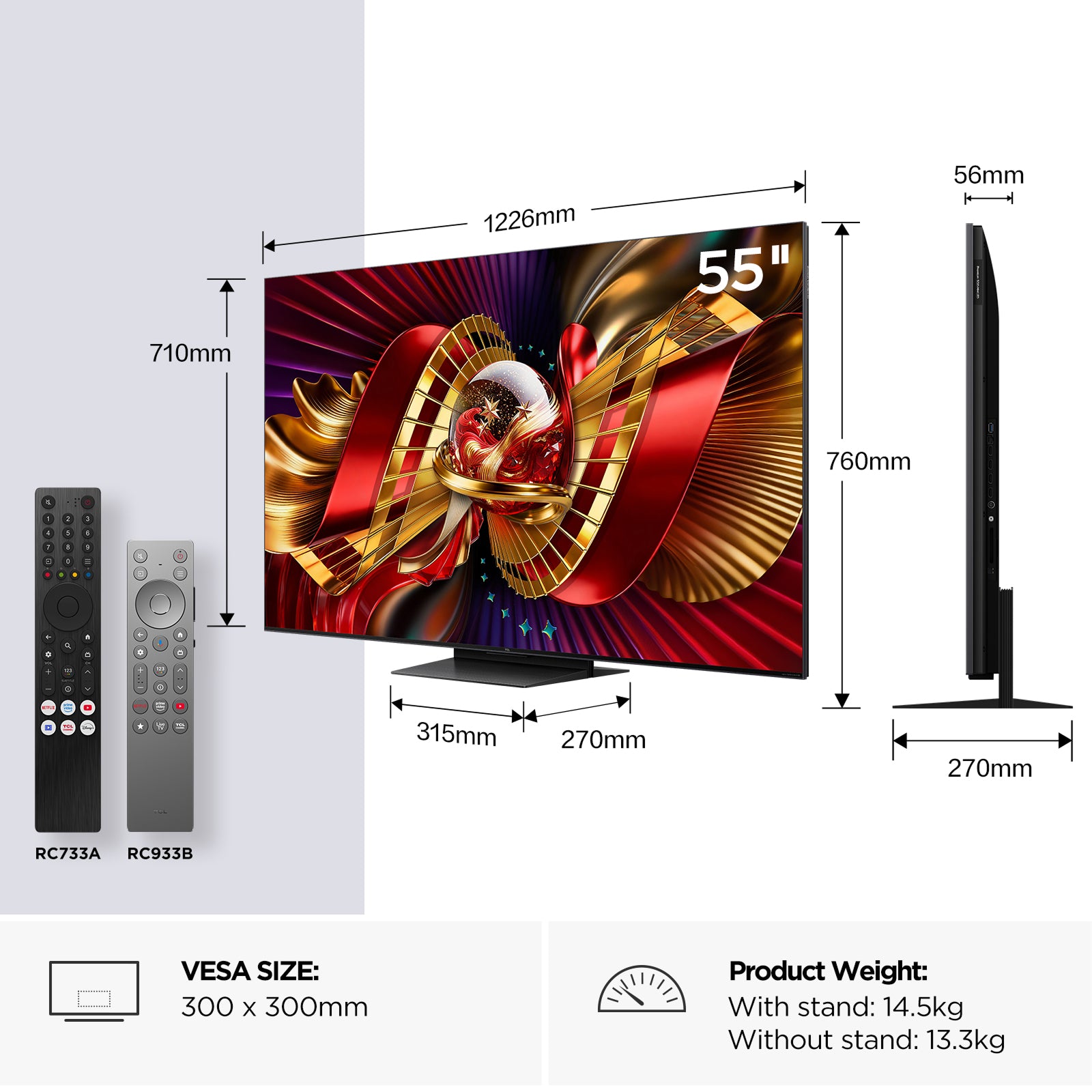 TCL C8L 55" SQD-Mini LED TV (2026) | 55C8L-2