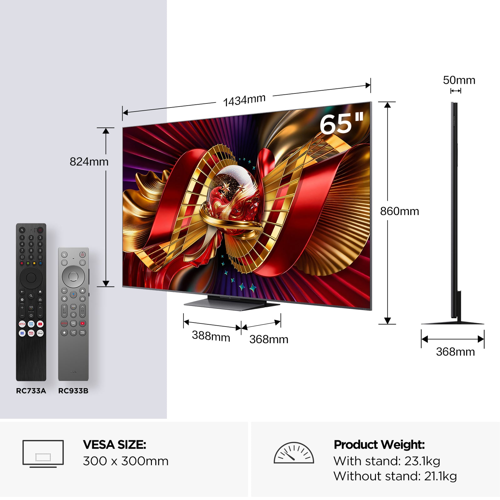 TCL C8L 65" SQD-Mini LED TV (2026) | 65C8L-2