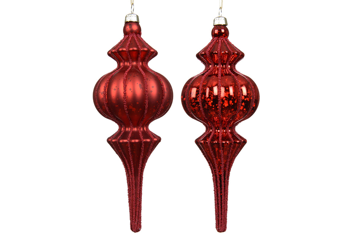 Ornament Glitter 2ASS |  Red | 17 cm