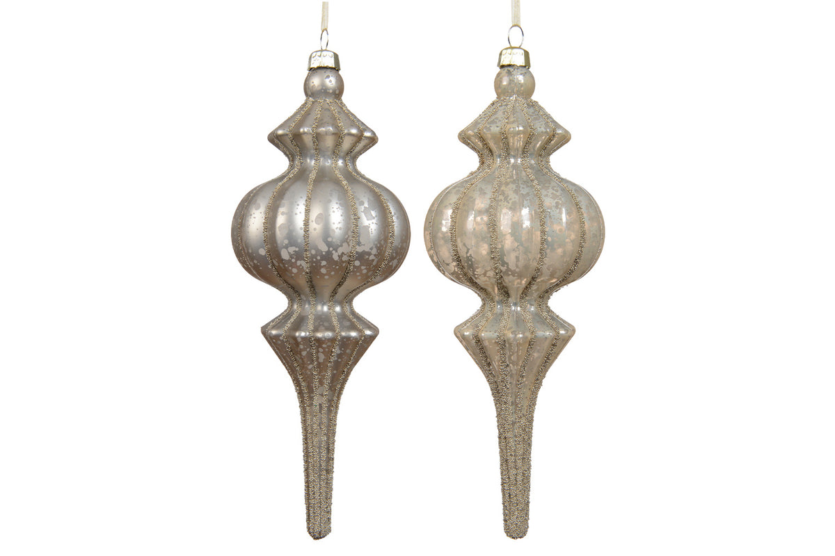 Ornament Glitter 2 Assorted | Pearl | 17 cm