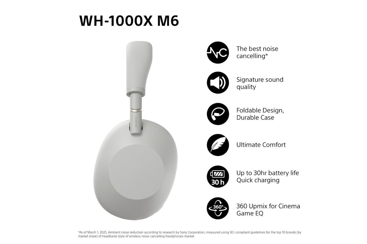 Sony WH-1000XM6 Noise Cancelling Wireless Bluetooth Over Ear Headphones | Silver-3