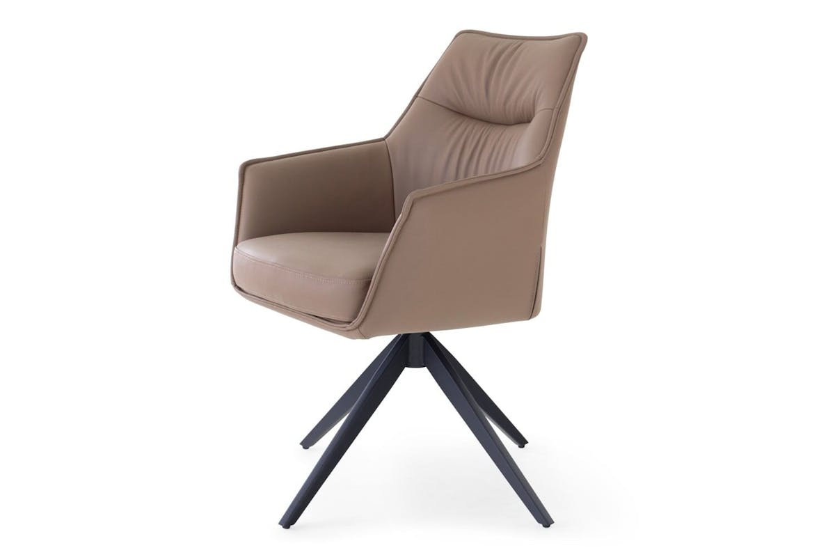 Kayleigh Carver Dining Chair | Swivel | Leather | Cappuccino-3